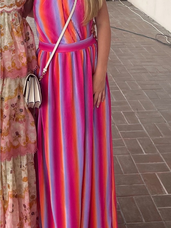 Dresses & Skirts - Vibrant Striped Maxi Dress — Pink, Orange & Blue